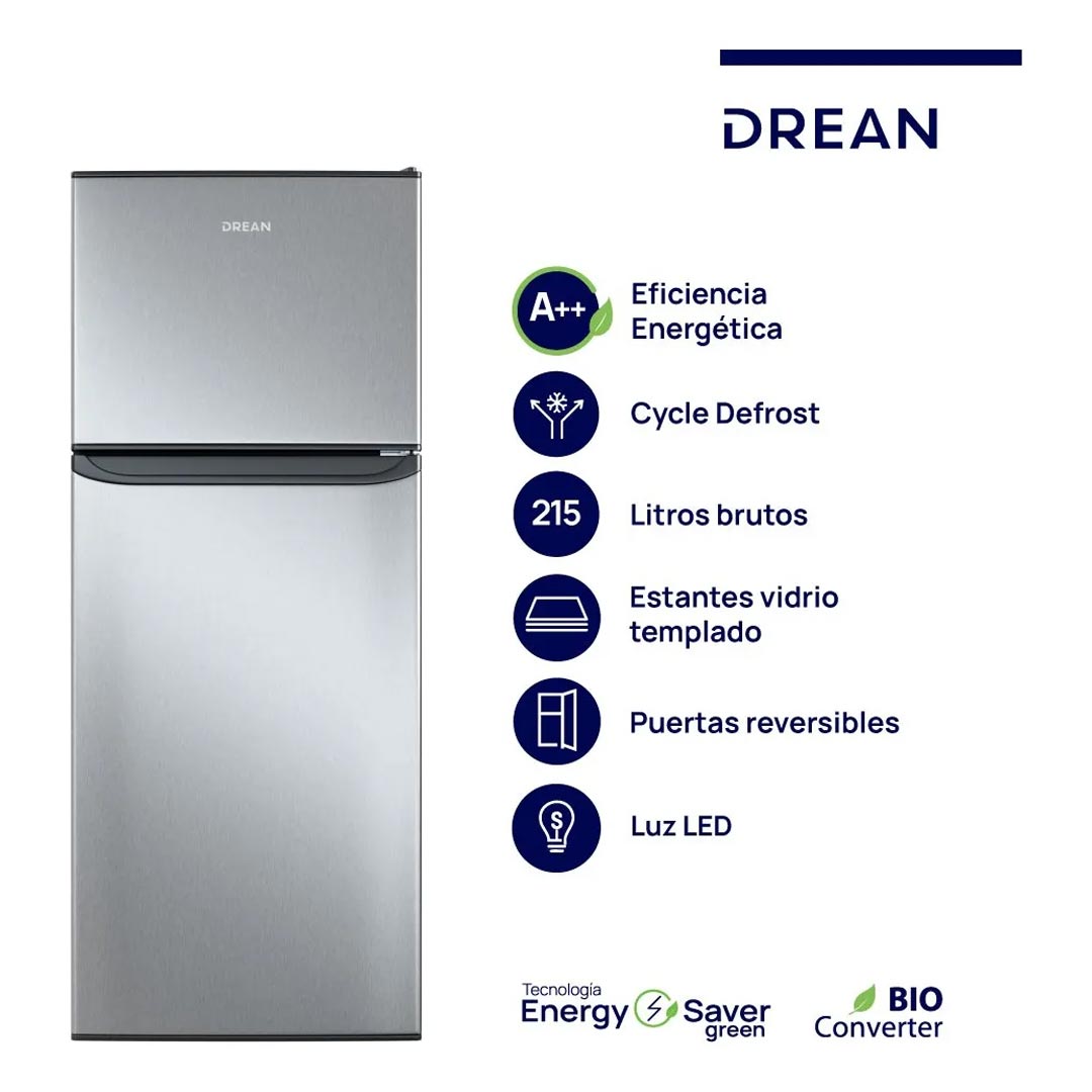 Heladera con Freezer Ciclica Drean 215 litros color inox Rzd215pvarx0 - Image 2