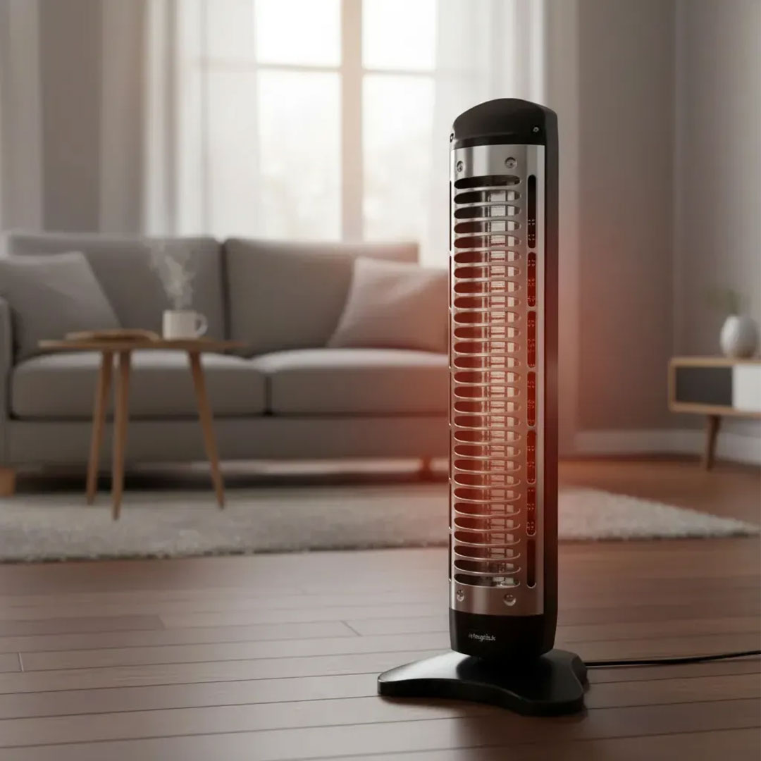 Estufa Eléctrica Magiclick Vertical Cuarzo 2 Velas 1200w Calefactor Cromado - Image 2