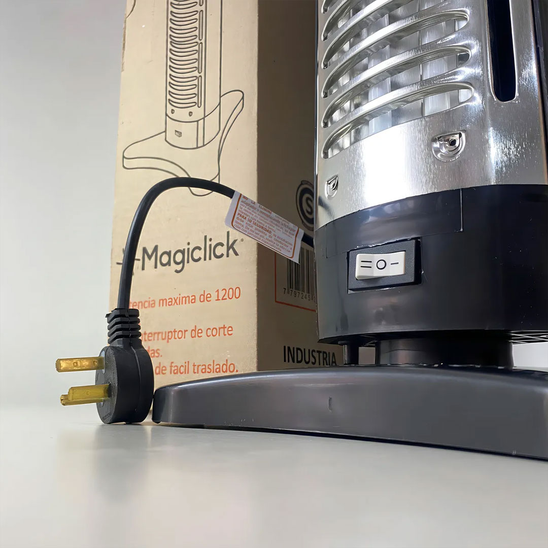Estufa Eléctrica Magiclick Vertical Cuarzo 2 Velas 1200w Calefactor Cromado - Image 3