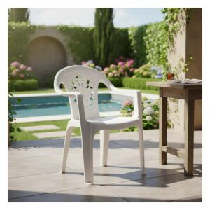 Silla de Jardín de Plástico Reforzada con Apoyabrazos Moon